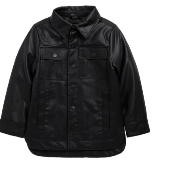 Urban Republic Kids Black Faux Leather Shirt Jacket - Picture 1 of 9